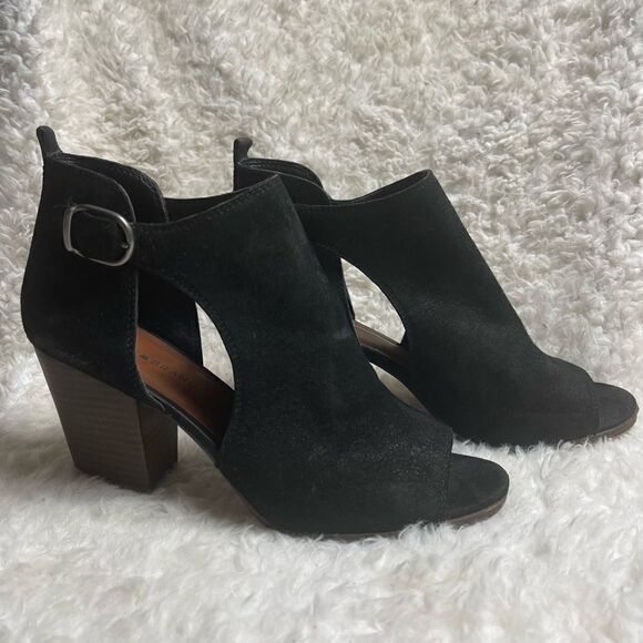 Lucky Brand OONA leather suede Black pump open toe adjustable side buckl… - Picture 5 of 12
